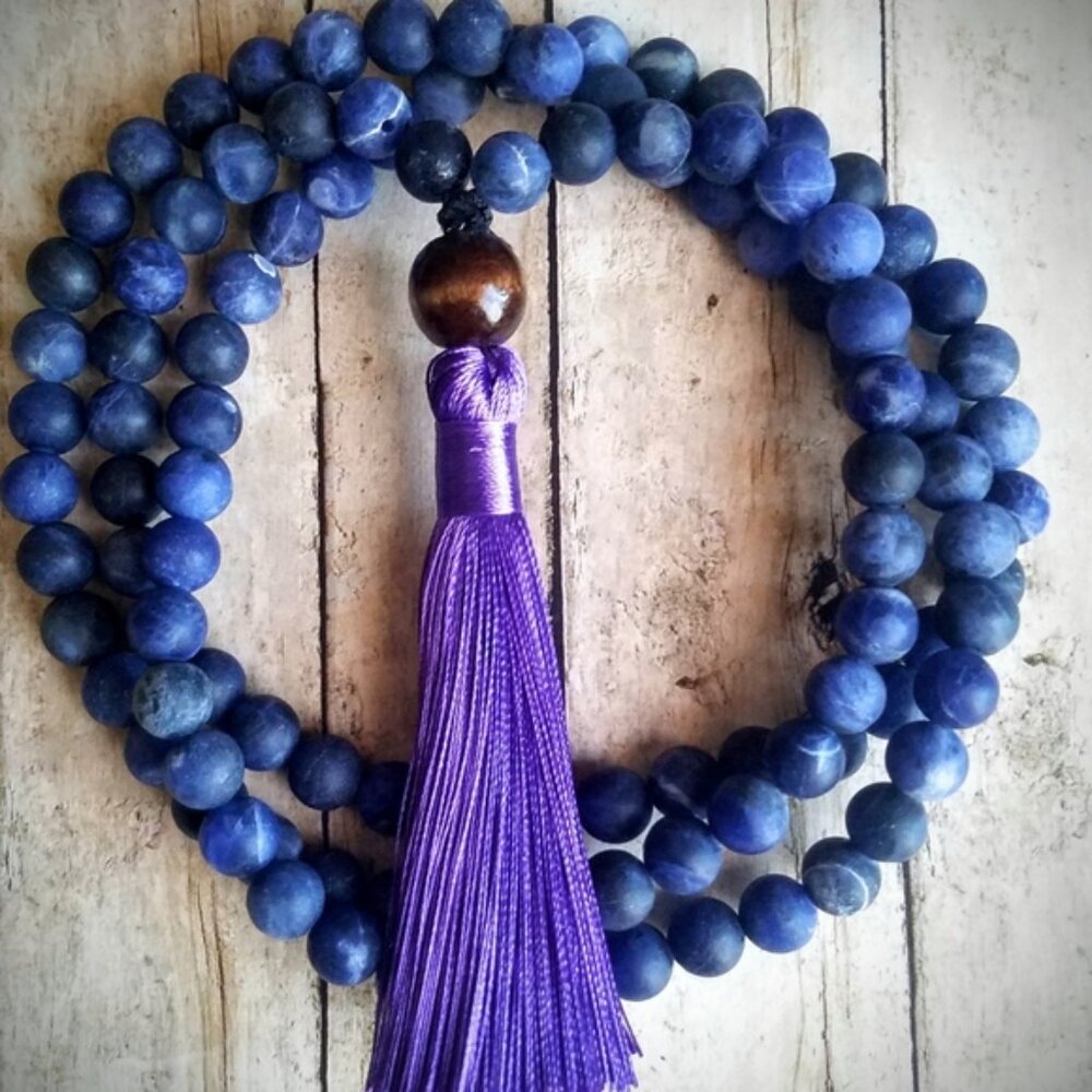 108 Frosted Sodalite Mala Neckace
